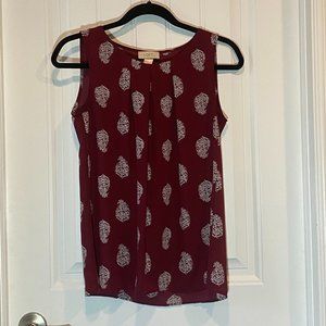 Maroon Paisley Patterned Sleeveless Blouse Tanktop